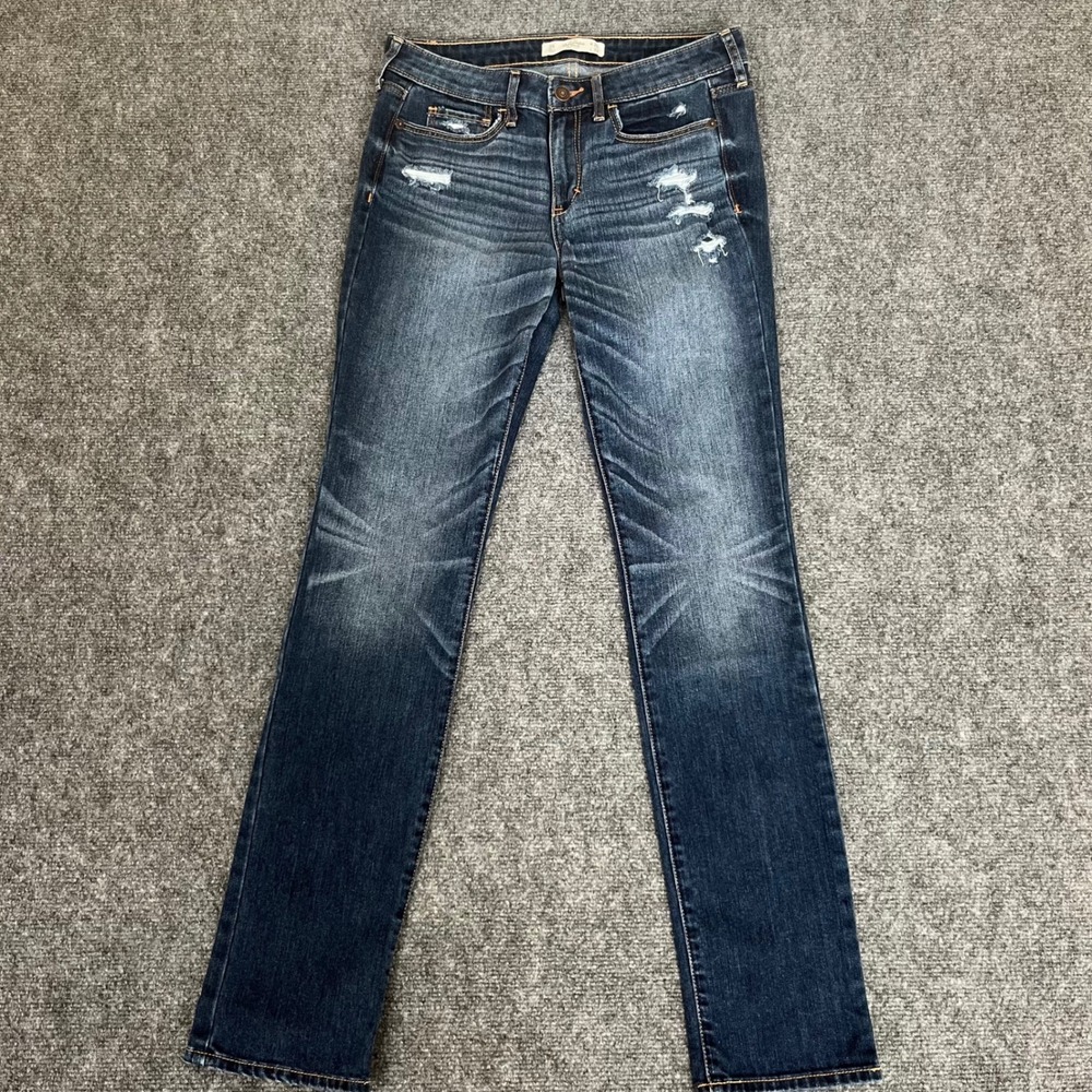 Abercrombie & Fitch 2R Distressed Dark Wash Straight Leg Jeans W26 L33
